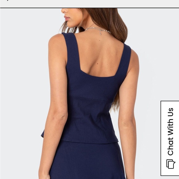 Edikted Navy Blue Lace-Up Tank Top - Picture 4 of 6